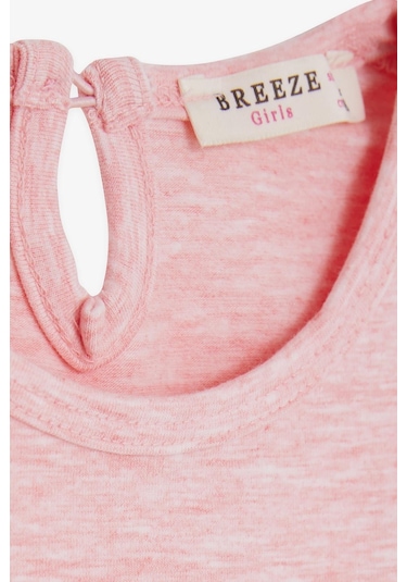 Breeze Kız Bebek Uzun Kollu Tişört Danscı Kız Baskılı Güpürlü 9 Ay-3 Yaş, Somon Melanj-somon Melanj Somon Melanj