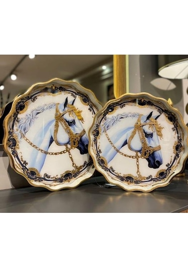 Royking Horse 2 Li Yuvarlak Tepsi 39x4-34x4 Cm Fx 021