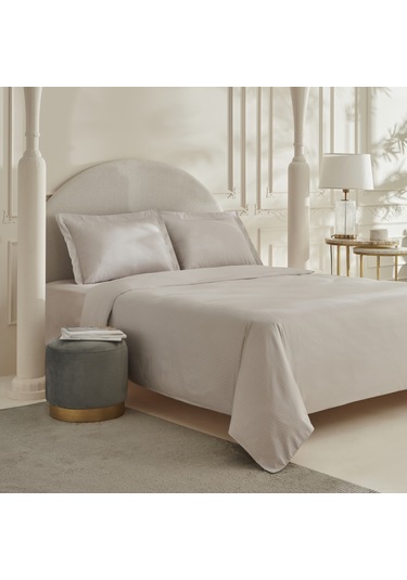 Karaca Home Vessa Çift Kişilik Çizgili Saten Nevresim Takımı Açık Gri 200.22.02.0089 Açık Gri