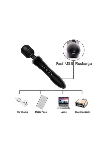 Elektronik Outlet Süper Mod Masaj Aleti, Kişisel Kablosuz Derin Doku Masajı İçin Güçlü Ve Hızlı Elektrikli El Aleti, Model 8 20 Ry Siyah