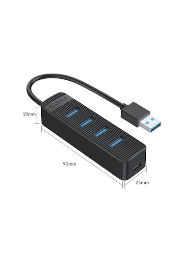 Orıco Twu3-4a-bk 4-port Usb 3.0 Hub, Boyut:twu3-4a