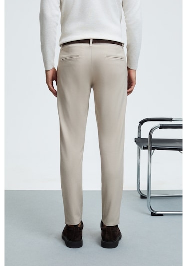 Grımelange Crudo Erkek Yanları Ve Arkası Cepli Fermuarlı Regular Fit Dokuma Bej Pantolon Bej