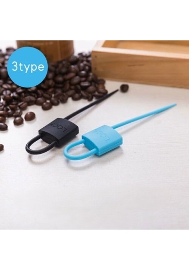 Kilit Şeklinde Silikon Kablo Ve Poşet Bağlama Aparatı 3'lü Set