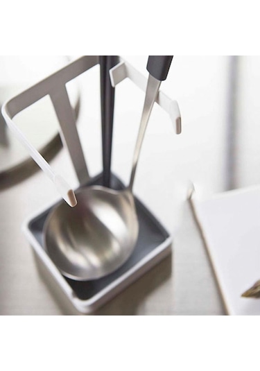 Cbtx Tencere Kapağı Standı Tutucu Karbon Çelik Çorba Kepçesi Depolama Rafı Stil B Siyah