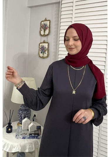 Rabia Şamlı Ecem Antrasit Triko Elbise Normal