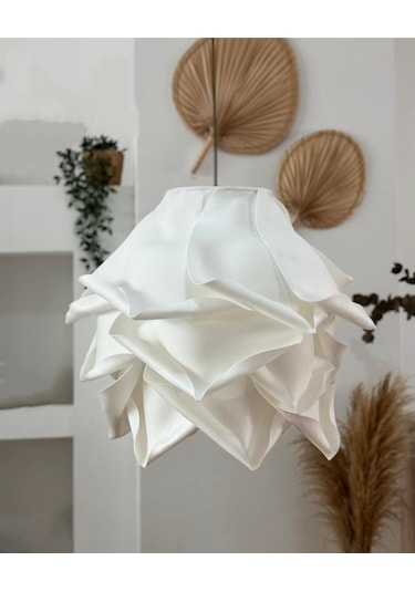 Modern Eva Gül Beyaz Tasarım Sarkıt Avize Beyaz