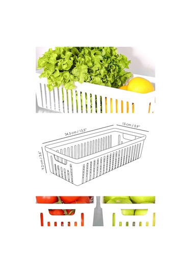 4 Adet Buzdolabı Düzenleyici Sepet - Dolap İçi Meyve Sebze Düzenleyici Organizer Saklama Kabı Beyaz