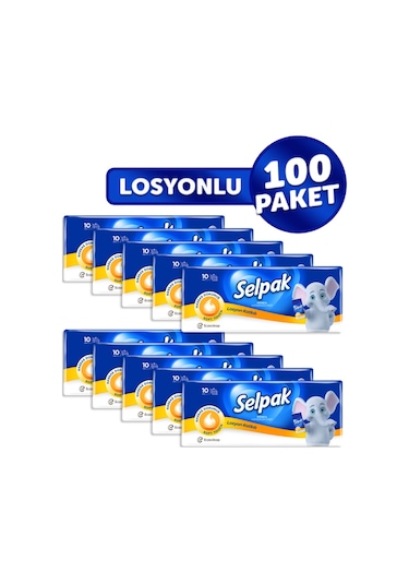Selpak® Losyonlu Mendil 100'lü ( 10 x 10 )