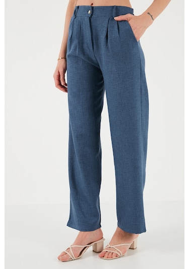 Lela  Regular Fit Bol Paça Yelekli Bayan Takım 67045162S4 Indigo
