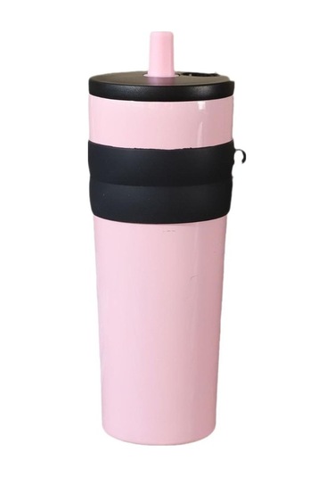 Novahub 316 Paslanmaz Çelik Seyahat Bardağı - Pembe, Pratik İp Kulplu Şişe Tasarımı Pembe