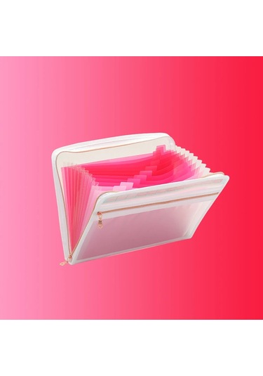 13 Cep Genişleyen Dosya Klasörü Düzenleyici, Ön Şeffaf Kese, Çok Renkli