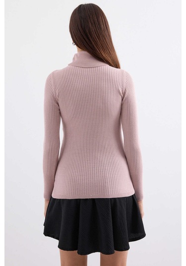 Gabria Fitilli Balıkçı Yaka Kazak Pudra