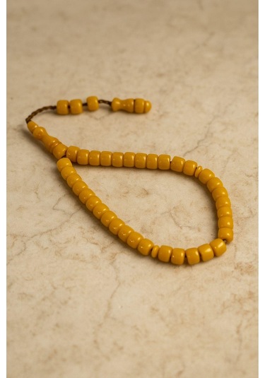 Sıkma Serisi Turuncu Sarı Bilek Boy Kehribar Tesbih Sistem Püsküllü Gümüş