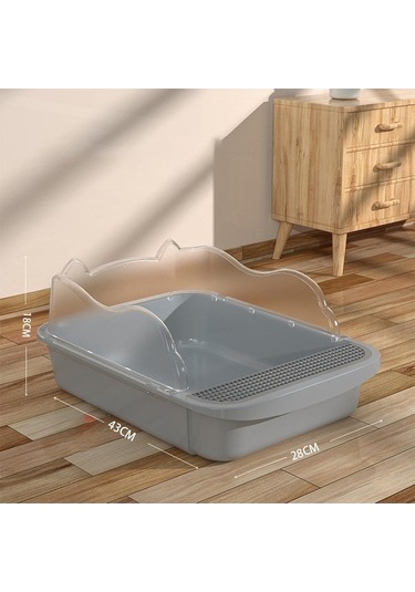 Suofeng Küçük Kedi Kumu Kavanozu - Yarı Kapalı Dışarı Dağılımı Engelliyor - Güncellenmiş Kulaklı Model Gri