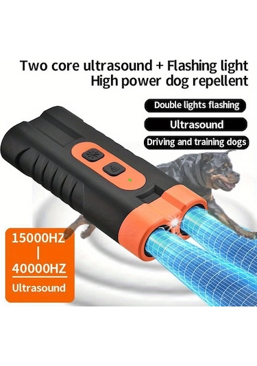 Willowhaven 1 Adet Led Fenerli Çift Çekirdek Yüksek Güçlü Ultrasonik Köpek Kovucu Usb Şarj Edilebilir Taşınabilir Evcil Hayvan Eğitim Aleti Dış Mekan Kullanımı İçin