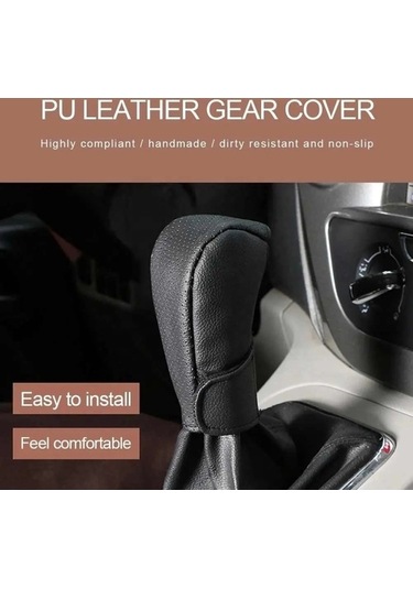 Dancemonkey Universal Araç Vites Topuzu Kapağı Kaymaz Siyah+bej Koruyucu Kapak Siyah Bej