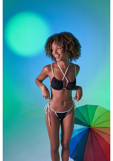 Holly Lolly Kontrast Biyeli Emma Bikini Üstü Siyah