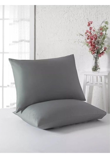 Düz Pamuklu 2'li Yastık Kılıfı 50x70 Cm Antrasit