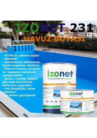 İzonet 231 Havuz İzolasyon Renkli Havuz Boyası 12+3 15 Kg