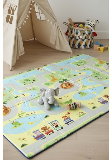 Yeşil Parkur Katlanabilir Çocuk Oyun Matı 200 x 130 CM