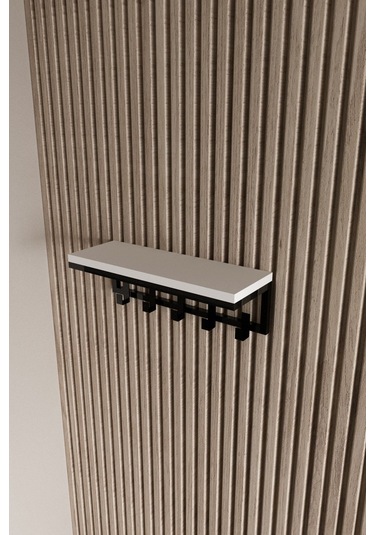 Aju Modern Portmanto Duvar Tipi Askılık Ve Raf Ceket Şemsiye Çanta Havlu Elbise Posta Hol Koridor Askısı Siyah