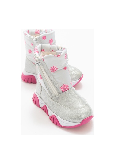 Mnpc Kız Çocuk Gümüş Simli Rugan Deri Suya Dayanıklı Günlük Bot 25k4b11037637 Gümüş Simli