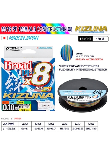 Kizuna 56119 Pe 150m Alb Construction X8 Multi Color 0,10