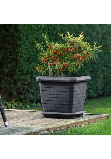 Serinova Hk03 Hisar 25,5 Litre Kare Saksı Antrasit