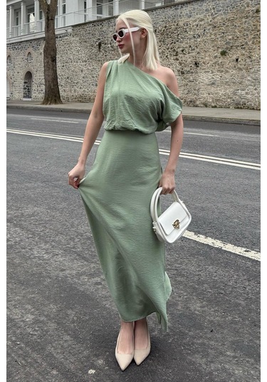 Madmext Madmext Mint Yeşili Düşük Omuz Elbise Mg2349 Mint Yeşili