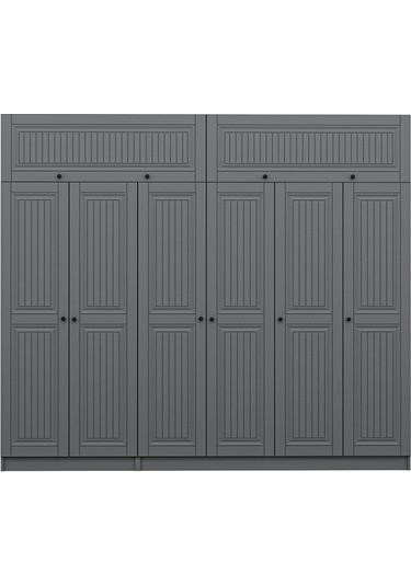 Kale 6 Kapaklı 2 İç Çekmeceli Dolap Ve Yüklük Antrasit Mebran İlkbahar 255cm Antrasit