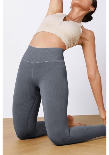 Kadın Yüksek Bel Fitilli Esnek Spor Tayt 4117 001