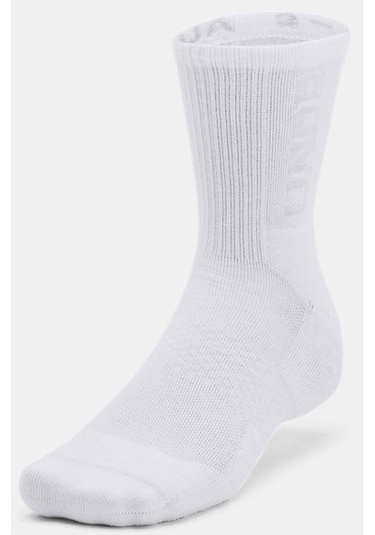 Unisex UA 3-Maker 3’lü Paket Mid-Crew Çorap 1373084-100 Beyaz - Gri