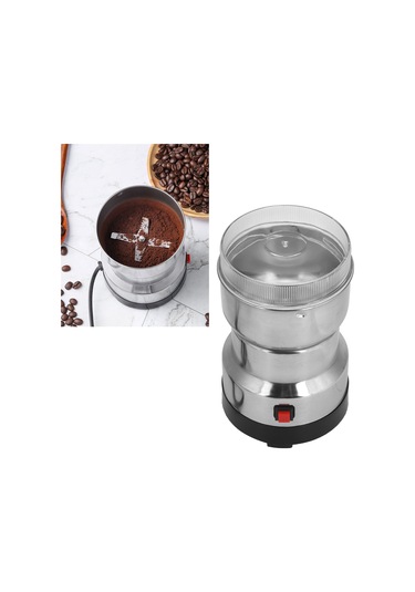 Vkemall 304 Paslanmaz Çelik + Abs Elektrikli Kahve Değirmeni - Fıstık, Baklagil, Baharat Öğütücü - Transparan Kapaklı, Hızlı Ve Eşit Öğütme - 110v-240v Siyah+gümüş