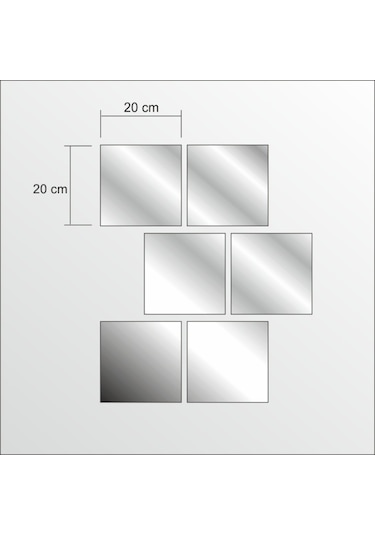 Geometrik Parçalı Kare Cam Boy Banyo Duvar Lavabo Aynası 50X65Cm