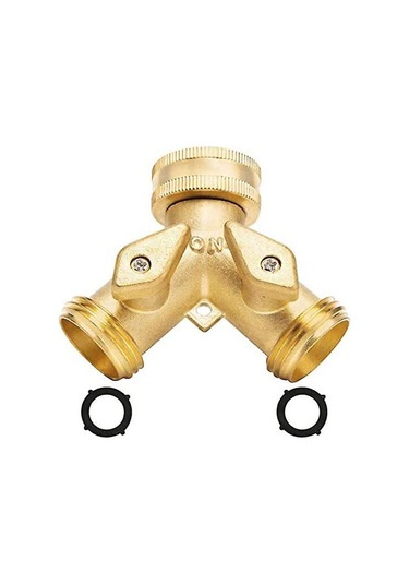 Pirinç Manifold, 3/4 Bahçe Musluğu Y-bölmeli Çift Hortum Bağlantısı 2 Yollu Diğer