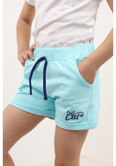 Toontoy Kız Çocuk Pamuklu Şort Mint Yeşili