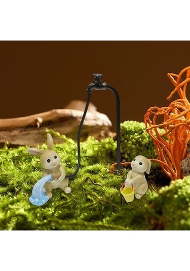 Lijinxu Reçine Heykel El Sanatları Tavşan Heykeli Mikro Manzara