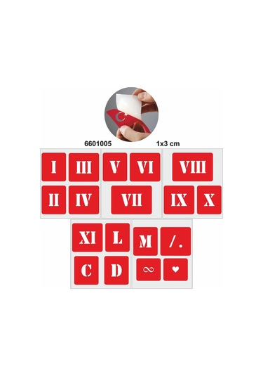 Enhavalı Roma Rakamı Dövme Kına Şablonu 5'li
