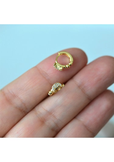 Heppii Gold Renk Cerrahi Çelik Ay Modelli Halka Tragus Piercing Helix Lo Altın