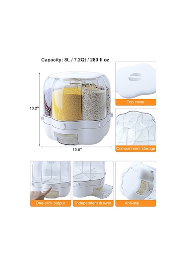 Yaozixa 360 Dönebilen Tahıl Tankı + Temizleme Fırçası