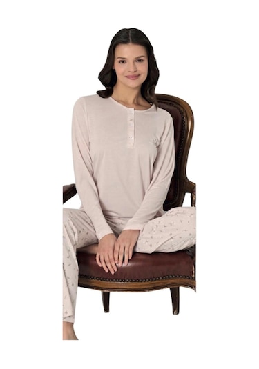 Pijadore Kadın Viskon Uzun Kollu Pijama Takımı 1916 Lila