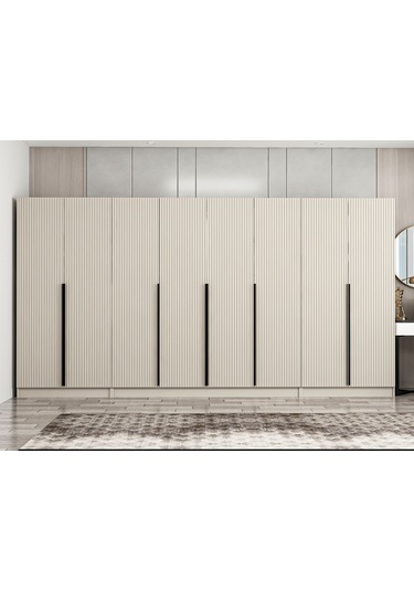 Kale Plus 8 Mebran Kapaklı 2 Çekmeceli Dolap Kumtaşı Mebran 210cm Bej