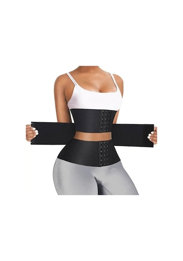Agraflı Latex Korse Inceltici Kum Saati Sıkılaştırıcı Bel Korsesi Siyah