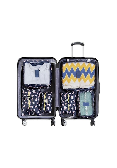 Lacivert&pembe 6/1 Adet Seyahat Saklama Çantası Seti Giysi Düzenli Organizatör Dola Bavul Kılıfı Seyahat Organizatör Hurç 57000663 Lacivert&pembe