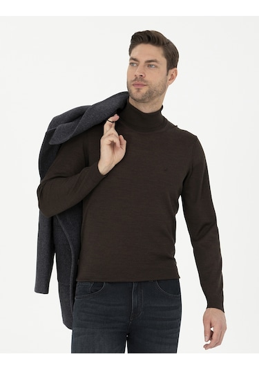 Pierre Cardin Erkek Kahverengi Triko Kazak 50270052-vr029 Kahverengi
