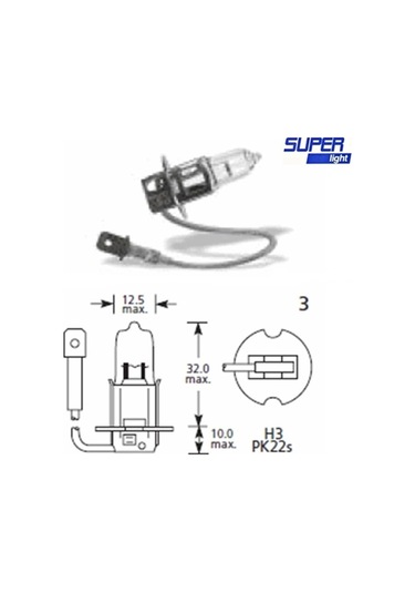 Super Light H3 Halojen Far Ampülü 12 Volt 60-55 Watt