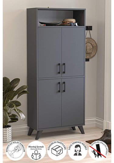 4 Kapaklı Ayakkabılık 9 Bölmeli Ayakkabılık Çok Amaçlı Dolap Beste Antrasit 4 Kapaklı Ayakkabılık 9 Bölmeli Ayakkabılık Çok Amaçlı Dolap Beste Antrasit