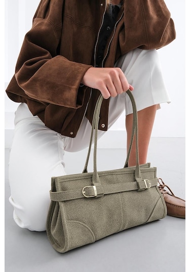 Enyola Vintage Süet Çanta Vizon Vizon