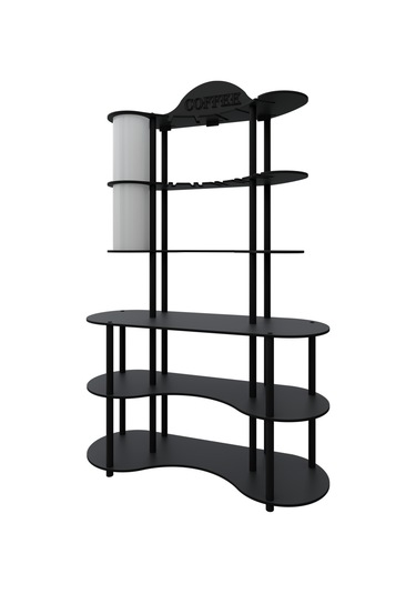 Brew-blıss Mutlu Kahve Köşesi-çok Amaçlı Mutfak Rafı Siyah-lambader Aydınlatmalı Siyah