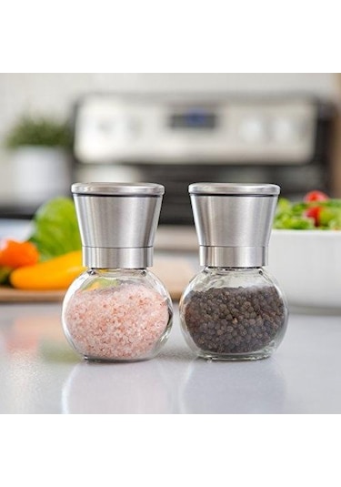 1--4 Adet Premium Paslanmaz Çelik Tuz Ve Karabiber Öğütücü Seti - Premium Fırçalanmış Paslanmaz Çelik Karabiber Değirmeni 2 Parça